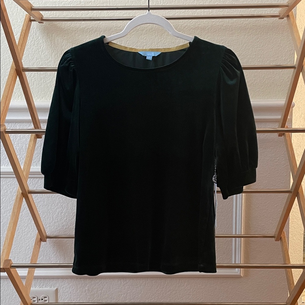 Dark Green Velvet Women's Blouse